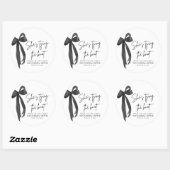 ブラック ピンクの弓 彼女は結婚する ブライダルシャワーのお祝い ラウンドシール (シート)