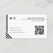 ブラック&ピンクの抽象芸術フェミニンライン 名刺 (裏面)