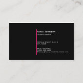 ブラック&ピンクの点々のある円モダン名刺 名刺 (裏面)