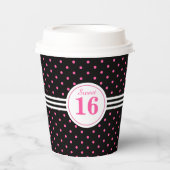 ブラック&ピンクの誕生日パーティーで甘い16 紙コップ (正面)