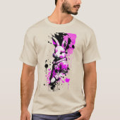 ブラック&ピンクインクイースターバニーホリデーTシャツ Tシャツ (正面)