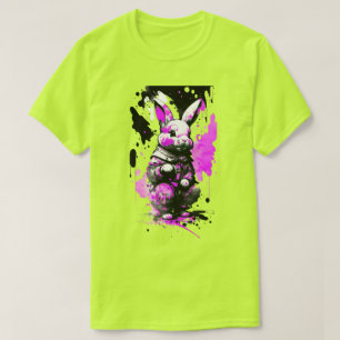 ブラック&ピンクイースターバニーホリデーTシャツ Tシャツ