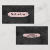 ブラック&ピンクウォーターカラーフローラグラムブモダンラシ 名刺 (正面/裏面)