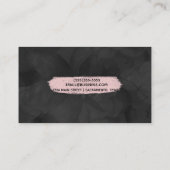 ブラック&ピンクウォーターカラーフローラグラムブモダンラシ 名刺 (裏面)