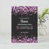 ブラック&ピンクエレガントバースデーパーティー招待状 招待状 (スタンド正面)