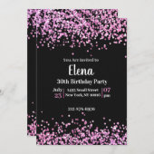 ブラック&ピンクエレガントバースデーパーティー招待状 招待状 (正面/裏面)