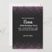 ブラック&ピンクエレガントバースデーパーティー招待状 招待状 (正面)