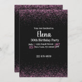 ブラック&ピンクエレガントバースデーパーティー招待状 招待状 (正面/裏面)