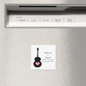 ブラック/ピンクギターハートSave the Date Magnet マグネット (インサイチュ (食洗機))