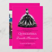 ブラック&ピンクグラムキンセアニラ 招待状 (正面/裏面)