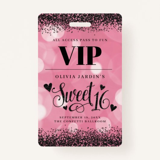 ブラック&ピンクグラムスウィート16バッジ バッジ (正面)