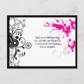 ブラック&ピンクグランギーハート音楽テーマ結婚ズ 案内ポストカード (裏面)