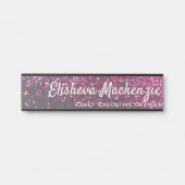 ブラック&ピンクグリッターガーリーオフィスドアシンボルや象徴のサイン サインプレート (正面)