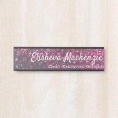 ブラック&ピンクグリッターガーリーオフィスドアシンボルや象徴のサイン サインプレート (正面)