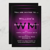 ブラック&ピンクグローモノグラムSF招待状 招待状 (正面/裏面)