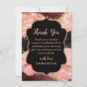 ブラック&ピンクシークンズアゲート誕生日 サンキューカード (正面)