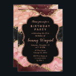 ブラック&ピンクシークンズアゲート誕生日 招待状<br><div class="desc">この華エレガントやかな誕生日の招待は、ピンク、赤と黒のアゲート大理石の背景に金ゴールドのグリッターアクセントがフェイク特徴である。この文字は、手書きのスクリプトとモダンサンセリフのフォントを組み合わせて、上品で洗練された外観を実現する。シークインとテクス動揺してチャーがシックとシックの完璧なブレンドを作り出しグランジている。</div>