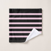 ブラック&ピンクストライプデザイン バスタオルセット (ウォッシュタオル)