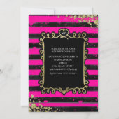 ブラック&ピンクストライプパーティの招待状 招待状 (裏面)