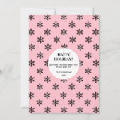 ブラック&ピンクスノーフレークハッピーホリデーカード (正面)