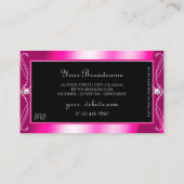 ブラック&ピンクスパークルダイヤモンドオーナメントモノグラム 名刺 (裏面)