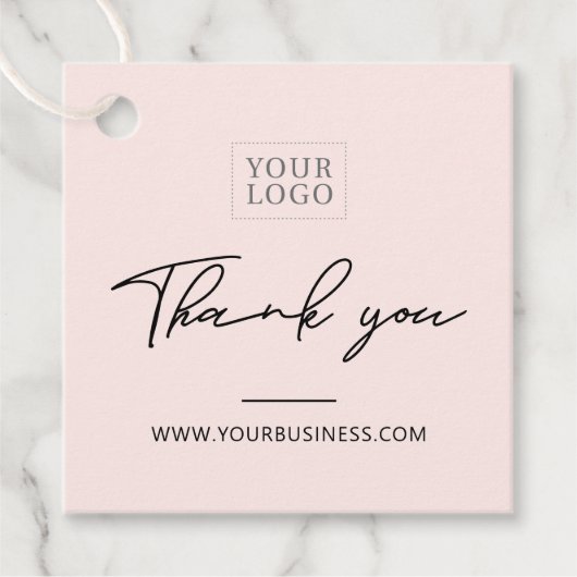 ブラック&ピンクスモールビジネスサンキューパッケージラベル フェイバータグ (正面)