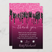 ブラック&ピンクドリッピンググリッタースイーツ16 サンキューカード (正面/裏面)