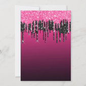 ブラック&ピンクドリッピンググリッターSweet sixteen 招待状 (裏面)