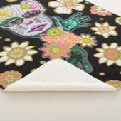 ブラック&ピンクドロリーフローラbyNatalie schorr シェルパブランケット (3/4)