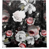 ブラック&ピンクビクトリアンバラフローラ私はあなたをより愛 シャワーカーテン (正面)