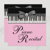 ブラック&ピンクピアノ鍵リサイタル招待状 招待状 (正面/裏面)