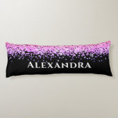 ブラック&ピンクフェイクグリッター美学名前をカスタムする ボディピロー (裏面)