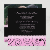 ブラック&ピンクフォト婚約パーティ招待状 招待状 (正面/裏面)