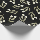 ブラック&ピンクフォークシーフローラ包装紙 ラッピングペーパー (角)