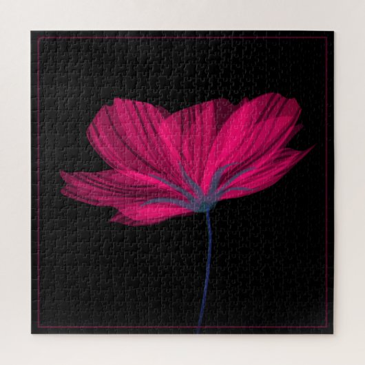 ブラック&ピンクフラワークラシーフローラアートの挑戦 ジグソーパズル (縦)