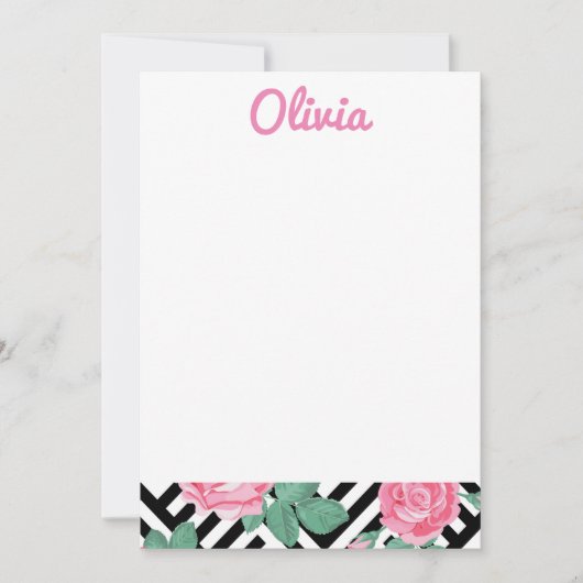 ブラック&ピンクフローラ固定 サンキューカード (正面)