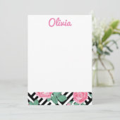 ブラック&ピンクフローラ固定 サンキューカード (スタンド正面)