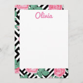 ブラック&ピンクフローラ固定 サンキューカード (正面/裏面)