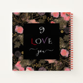 ブラック&ピンクフローラ愛するラブブック ノートブック (裏面)