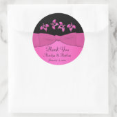 ブラック&ピンクフローラ3"ラウンドありがとうごシール ラウンドシール (バッグ)