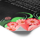 ブラック&ピンクフローラDIY 15テーブル座席表 ポスター (角)