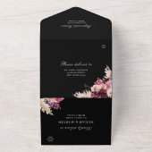 ブラック、ピンクボー結婚ホの全て一招待状 オールインワン招待状 (外側)