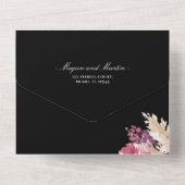 ブラック、ピンクボー結婚ホの全て一招待状 オールインワン招待状 (裏面)