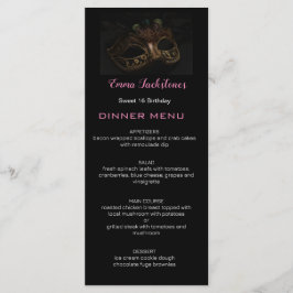 ブラック&ピンクミニマリスト甘い16マスカレードマスク メニュー