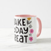 ブラック&ピンクメイク素晴らしトゥデイMUG マグカップ (正面右)