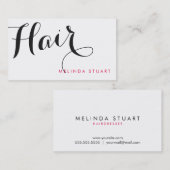 ブラック&ピンクモダンタイポグラフィ美容師 名刺 (正面/裏面)