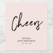 ブラック&ピンクレタリング30歳パーティー ワインラベル (シングルラベル)