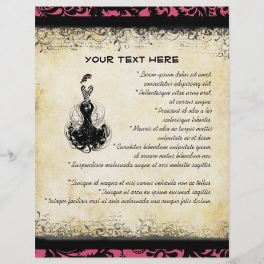 ブラック&ピンクヴィンテージドレスブティックまたはビジネス チラシ (裏面)