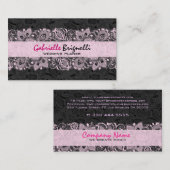 ブラック&ピンクヴィンテージフローラレース結婚のデザイナー 名刺 (正面/裏面)