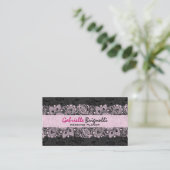 ブラック&ピンクヴィンテージフローラレース結婚のデザイナー 名刺 (スタンド正面)